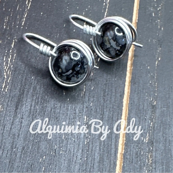 Tourmaline spheres silver statement spheres dangle drop earrings - Picture 1 of 4